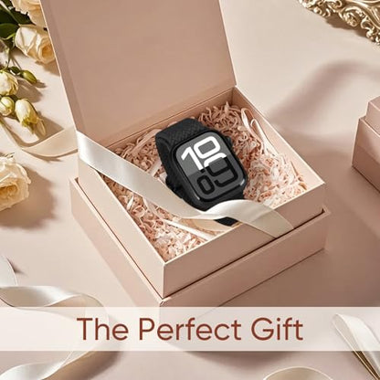 Braided Stretchy Nylon Band Compatible for Apple Watch Bands Women Men - color: Black, size: 38mm/40mm/41mm/42mm