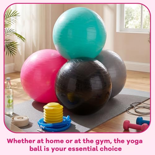 Leyndo 4 Pcs 26 Inch Yoga Exercise Ball Pilates - color: Black Green Pink Gray