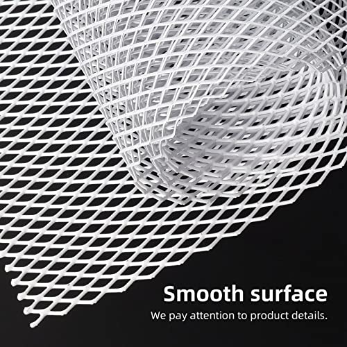 AggAuto Universal 40"x13" Car Grill Mesh 6x12mm Rhombic Hole White | Aluminum Alloy Automotive Grille Insert Bumper, One of the Most Multifunctional Shape Grids 100x33cm - size: 6x12mm Rhombus - White