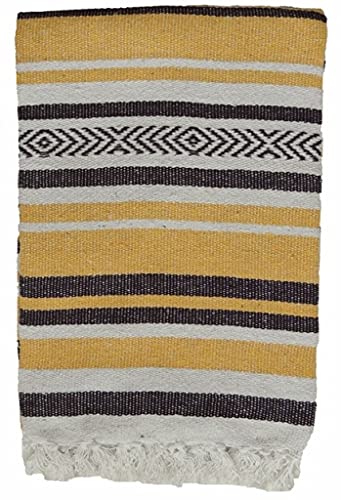 Kakaos Handmade Traditional Extra Heavy Yoga Blanket (Gold/Brown) - color: Gold / Brown