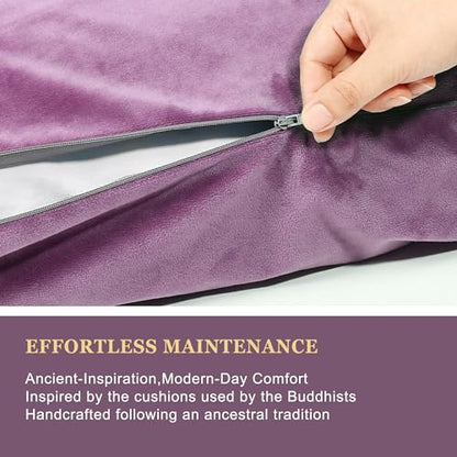 Meditation Zafu Cushion Set,Removable Machine-Washable Luxury Velvet Cover (Purple（Only Cover）) - color: Purple（only Cover）