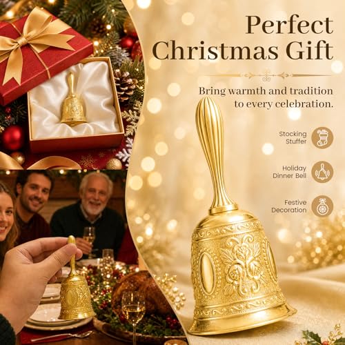 DOMESTAR Golden Hand Bell, Service Dinner Bell - color: Gold