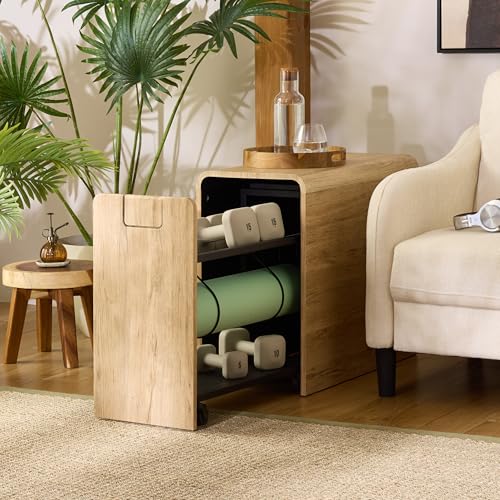 SEI Furniture - Sidekick Sport Equipment Rolling Rack - Transitional Design, Metal and Wood - Ideal for Bedroom, Living Room (HZ0123) - color: Oak