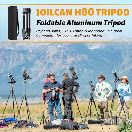 JOILCAN 81" Tripod for Camera Phone, 83" Aluminum Camera Tripod Monopod | Tall DSLR Tripod with 360° Ball Head, Heavy Duty Travel Tripod for Binoculars Spotting Scope Telescope, Payload 35lb - color: Grey