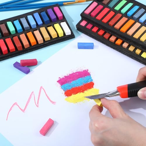 Watersay 288 Pcs Soft Chalk Pastels Set of 24 Colors Bulk 1.18 Inches Square Dry Artist Chalk Pastel Sticks for Office Art Drawing Painting Professional Art Supplies Kit