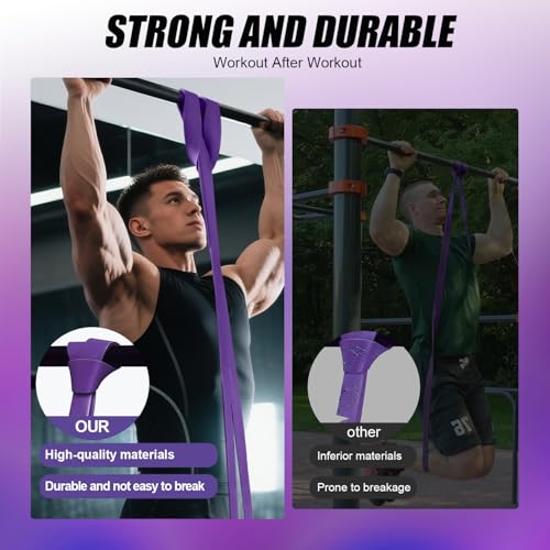 WHATAFIT Resistance Bands, 5 Level Pull Up Assistance Bands for Working Out - color: 2.3-56.7kg(5-125파운드) 핑크 퍼플+그립