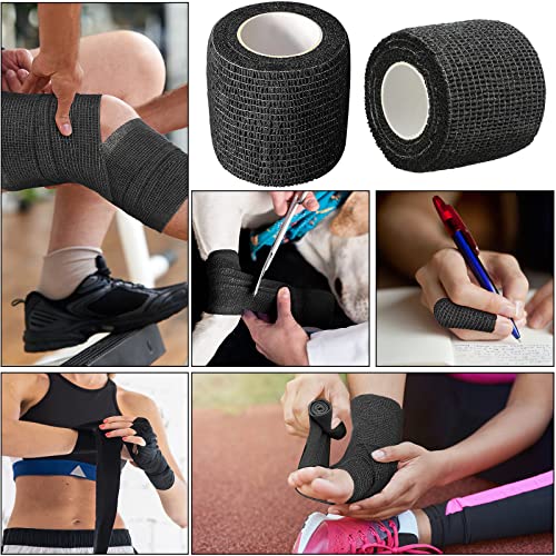 Treela 128 Pack 2" X 5 Yards Self Adhesive Bandage Wrap Black - color: Black, size: 2 Inch X 5 Yard (Pack of 2)