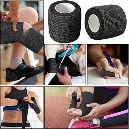 Treela 128 Pack 2" X 5 Yards Self Adhesive Bandage Wrap Black - color: Black, size: 2 Inch X 5 Yard (Pack of 2)