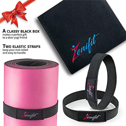 Yoga Mat Bag & Carrier with Pockets for Women | Holds yoga & pilates mats up to 72 in, Fits thick mats, Water bottle & zip pockets, 2 mat straps included, Gift-boxed - color: Black & Pink