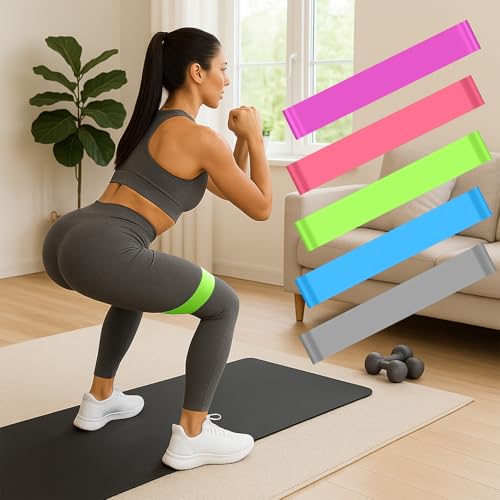 5 Packs Exercise Resistance Bands,Loop Bands for Workout, Fitness Training Band Stretch for Yoga Pilates Strength - color: Grey Blue Purple Pink Green1