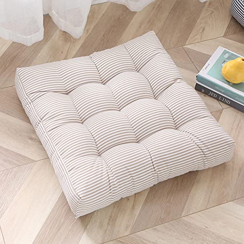 Tiita 22 Inch Square Floor Cushions, Floor Pillow for Sitting, Beige | Thick Tufted Indoor Outdoor Seat Cushions for Adults, Yoga, Meditation, Living Room and Balcony - color: (Square)|beige