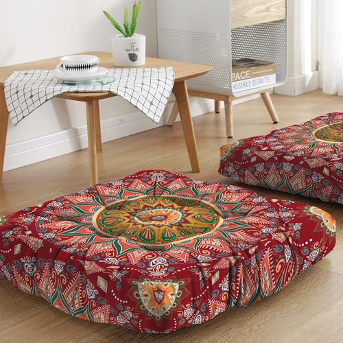 Mandala Meditation Cushion, Boho Meditation Mat, Meditation Pillows for Sitting on Floor, Cushions for Sitting in Home and Outdoor, Square Floor Pillow Cushion Seating for Yoga Accessories 22'' X 22'' - color: 08.mandala Meditation Cushion-1, size: 22x22