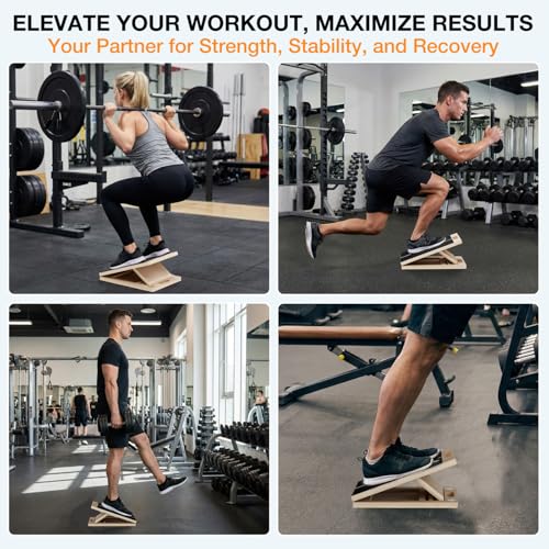 TEMI Slant Board for Calf-Stretching - Wooden Incline Wedge Stretcher for Squats, Foot & Ankle Mobility, Portable Fitness Equipment, Stretch & Rehab Kit - style: Stretch & Rehab Kit