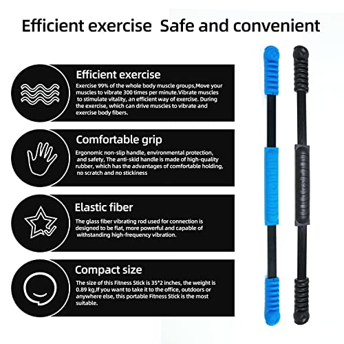 Elastic Fitness Stick Elastic Bar Body Exercise Bar Muscle Training for Exercise Tremor Stick Shoulder Rehabilitation Physical Therapy, Aerobics,Body Shaping Home Gym Yoga, Pilates - color: Blue