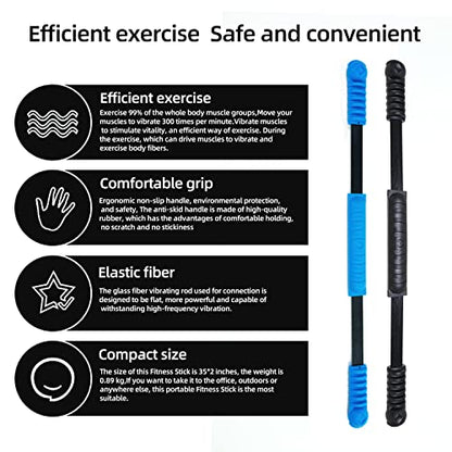 Elastic Fitness Stick Elastic Bar Body Exercise Bar Muscle Training for Exercise Tremor Stick Shoulder Rehabilitation Physical Therapy, Aerobics,Body Shaping Home Gym Yoga, Pilates - color: Blue