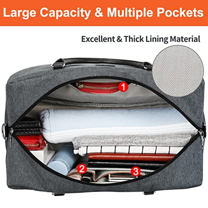 IBFUN Weekender Bags for Women, 21" Travel Duffle Bag with Shoe Compartment - color: B1-Grey