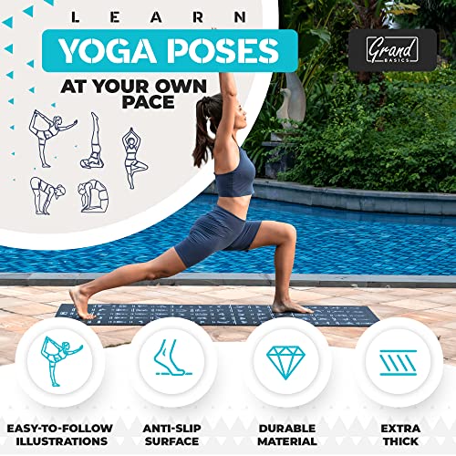 Instructional Yoga Mat with Carrying Strap: Cute Yoga Mat with 75 Illustrated Yoga Poses + 75 Easily-Followed Stretching Exercises - 1/4” Thick, Non-Toxic, Non-Slip Yoga Mats for Women and Men - color: Jet Black (68" x 24")