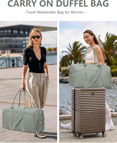 Women Weekender Travel Duffle Bag: Travel Duffel Overnight Bags with Shoe Compartment Large Carry on Tote with Toiletry Bag Weekend Traveling Yoga Gym Hospital Bag for Women with Wet Pocket Green - color: 04-Sage Green, size: X-Large