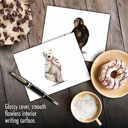 The Best Card Company - 20 Blank Yoga Animal Cards (4 x 5.12 Inch) - All Occasion Set (10 Designs, 2 Each) - Zoo Yoga AM6547OCB-B2x10 - style: Zoo Yoga