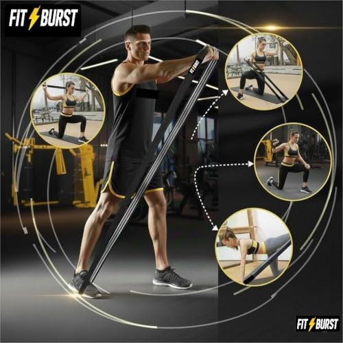 76-Inch Fabric Resistance Band for Full Body Workouts, Wide Non-Slip 120 LB - color: BLACK