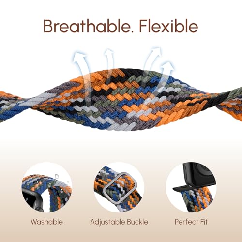 Braided Stretchy Nylon Band Compatible for Apple Watch Bands Women Men - color: Camouflage, size: 44mm/45mm/46mm/49mm