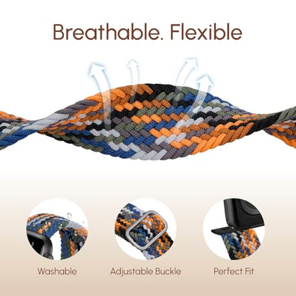 Braided Stretchy Nylon Band Compatible for Apple Watch Bands Women Men - color: Camouflage, size: 44mm/45mm/46mm/49mm