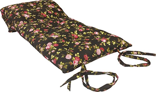 Twin Size Traditional Japanese Floor Futon Mattresses, Tatami Foldable Cushion Mats, Yoga, Meditaion 80 x 39 x 3 (Red Rose Black) - color: Red Rose Black