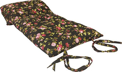 Twin Size Traditional Japanese Floor Futon Mattresses, Tatami Foldable Cushion Mats, Yoga, Meditaion 80 x 39 x 3 (Red Rose Black) - color: Red Rose Black