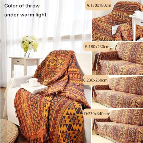 VANJOROY Boho Throw Blanket Couch Chair Cover, 100% Cotton Southwestern Aztec Home Decor Throw - Reversible All Season Blanket for Bed Sofa Tapestry Outdoor Travel Camping. 91″×134″ - color: Multicoloured, size: 91″×134″