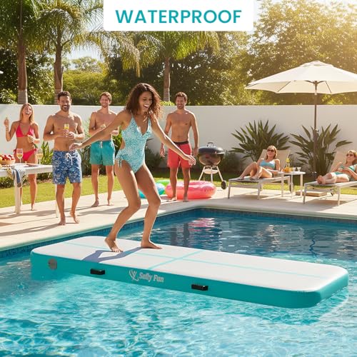 Inflatable Gymnastics Mat 6.6ft/10ft Air Tumble Track Training Mat 4/8 inches Thick Tumbling mat with Electric Pump for Home Use/Tumble/Gym/Training/Cheerleading/Water/Yoga - color: Light Pink, size: 6.56ft*3.9ft*4in