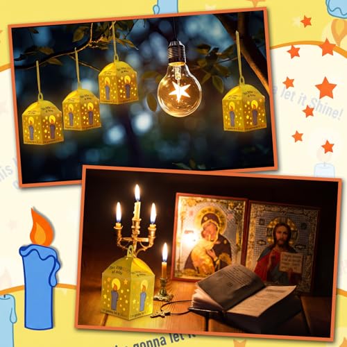 Simgoing 24 Sets Sunday School VBS 2026 Craft Illumination Lantern Craft | Lantern Crafts with LED Candle Light Tissue Paper Light of Mine Suncatchers Hanging for Christian Decor - style: Light of Mine