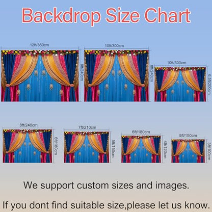 Yeele 6x4ft India Pooja Backdrop Diwali Marigold Blue Curtain Background for Photography Indian Ganpati Puja Traditional Wedding Festival Party Decoration Photo Booth Props - size: 6x4ft