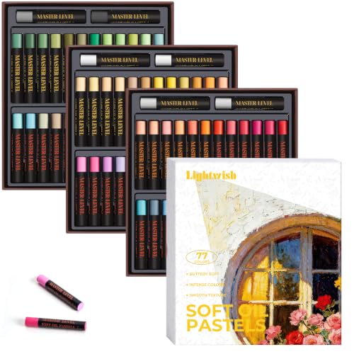 LIGHTWISH Soft Oil Pastels, 77 Colors Floral Theme Set (78 Count, 2 White Included), Soft & Buttery Smooth Texture, High Lightfastness, Ideal for Artists, Students & Beginners, Premium Gift Box