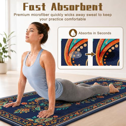 Hot Yoga Towel Non Slip, Ultra-Absorbent Yoga Mat Towel, Soft with Printed Design, Machine Washable, Yoga Pilates Towel Suitable for Exercise, Pilates, Yoga, 72x27in.Pattern - color: Pattern
