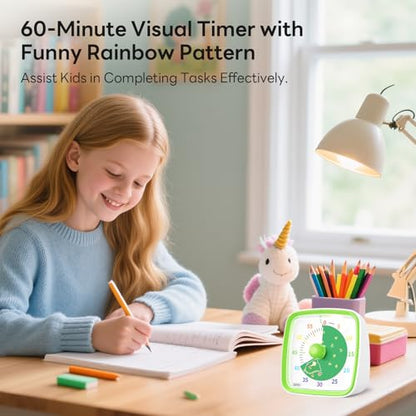Yunbaoit Visual Timer with Night Light, 60 Minute Countdown, Green Dinosaur - color: Green-dinosaur