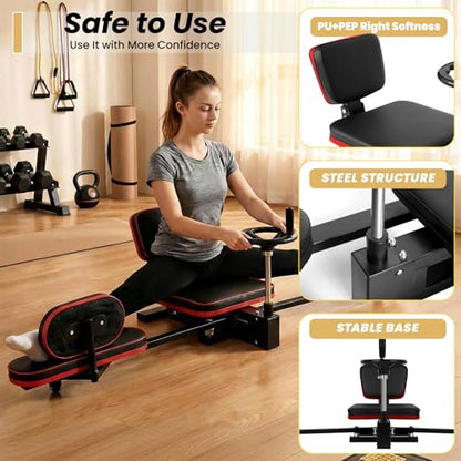 Leg Stretch Machine for Splits, 440LBS Heavy Duty Steel Frame Leg Stretcher, Split Machine Training Fitness for Home Gym, 240° Leg Stretching Equipment for Adults Teens Ballet Dance Gymnastics（Black） - color: Red
