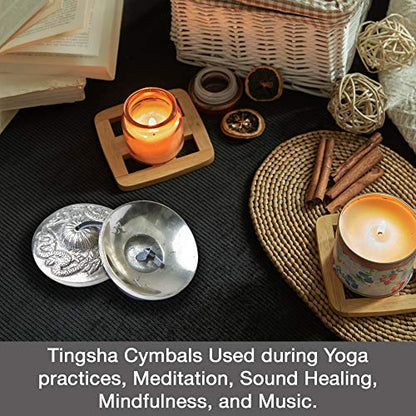 Premium Bronze Tingsha Cymbals Bells - Easy To Play - Meditation Mindfulness Chime For Chakra Healing Sound Bath Spiritual Gifts Handcrafted Tibetan by Himalayan Bazaar