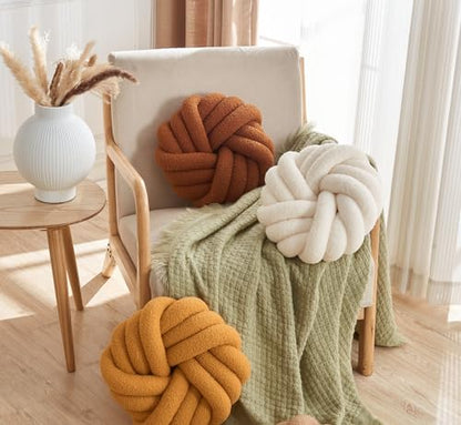 Ball Pillow,Cream White Round Throw Pillow 11.8 Inches - color: Cream White Ball