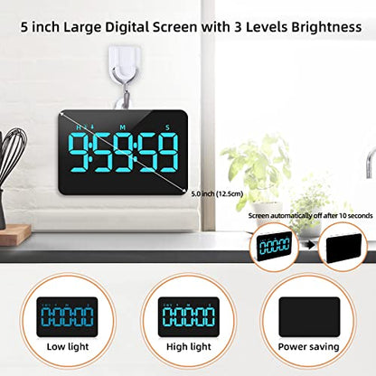 Samshow Rechargeable Digital Kitchen Timer, Ice Blue, 5 Inch - color: Blue