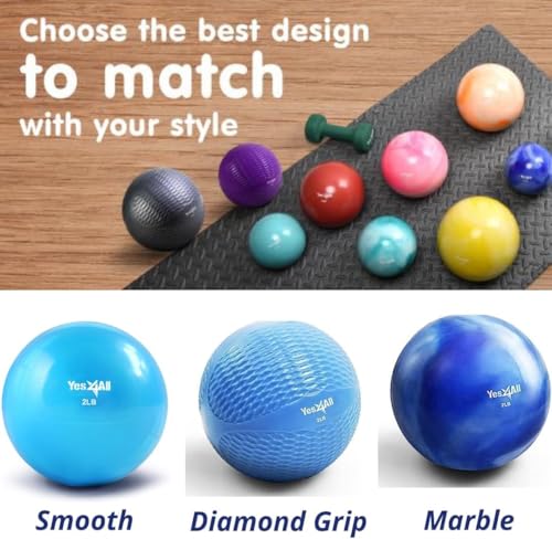 Yes4All Weighted Toning Balls for Exercise, Soft Medicine Balls for Exercise, Pilates, Yoga, Balance, Flexibility, 2-10lbs - color: G. 3lb - Mint, style: A. Smooth