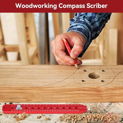Woodworking Compass Scriber, Woodworking Circle Ruler Aluminium Alloy Adjustable Woodworking Circular Drawing Tool for Carpenter Tool