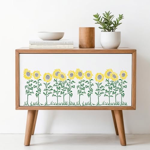 Sunflower Stencils for Painting Large Flower Stencil | Reusable Floral Stencils for Painting on Wood Fence Walls Furniture Fabrics - style: Sunflower