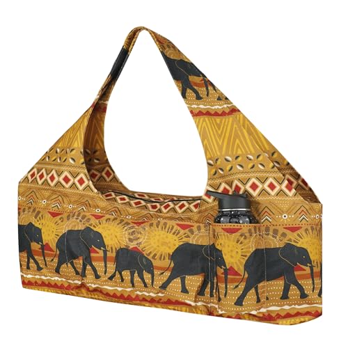 Large Yoga Mat Bag Yoga Bags and Carriers Fits All You Stuff Yoga Tote Bag with Yoga Mat Strap, Elastic Pockets and Zipper Pockets - color: Ginger black