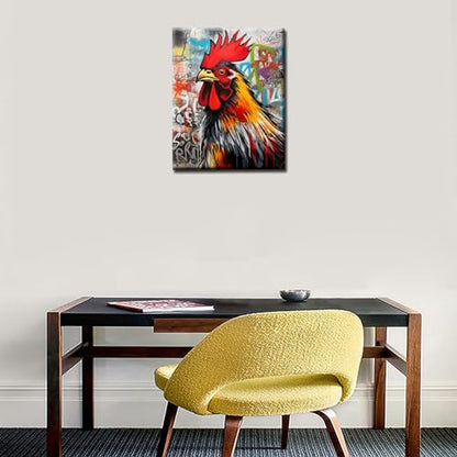 Tucocoo The Fighting Cock DIY Painting by Numbers for Adults, Graffiti Painting Series on Canvas, Easy to Paint, Beginner Kit with Pigment and Brushes, Unique Graffiti Art with Frame, 16''X20'' - color: Animals-07, size: 16''Wx20''H(DIY frame)