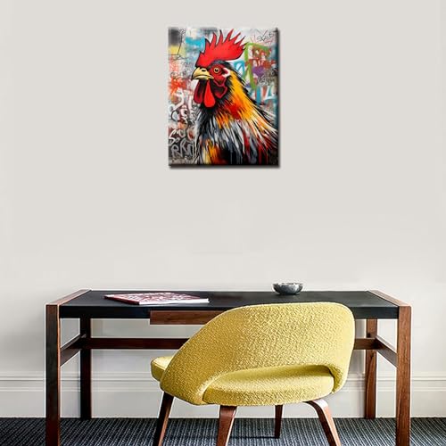 Tucocoo The Fighting Cock DIY Painting by Numbers for Adults, Graffiti Painting Series on Canvas, Easy to Paint, Beginner Kit with Pigment and Brushes, Unique Graffiti Art with Frame, 16''X20'' - color: Animals-07, size: 16''Wx20''H(DIY frame)