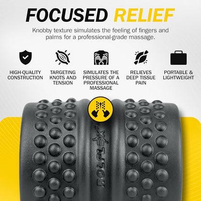Rolflex SpineAline Foam Roller – Ergonomic Deep Tissue Spine Alignment Tool | Spine, Neck, Leg and Back Stretcher – Lightweight, Durable & Portable Muscle Rollers – Supports Up to 300 lbs – Black