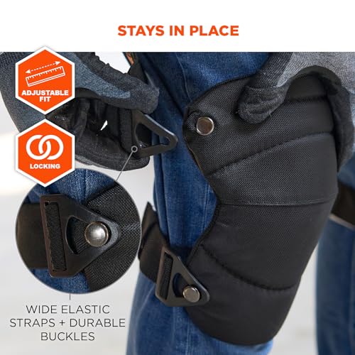 Ergodyne ProFlex 230 Soft Cap Knee Pads, Buckle Closure, Black - style: Buckle Closure