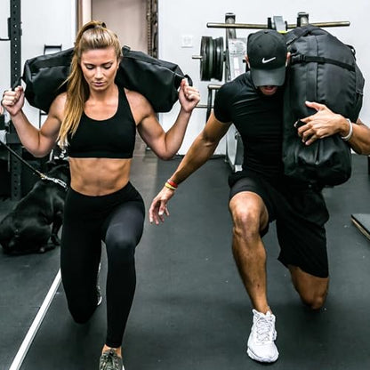 Taeku Fitness Sandbag with Handles, Adjustable Weight Training Bag | 1000D Oxford Fabric, Six Handles, Three Filler Bags, Adjustable Weight, Waterproof, Home Gym & MMA - color: Black