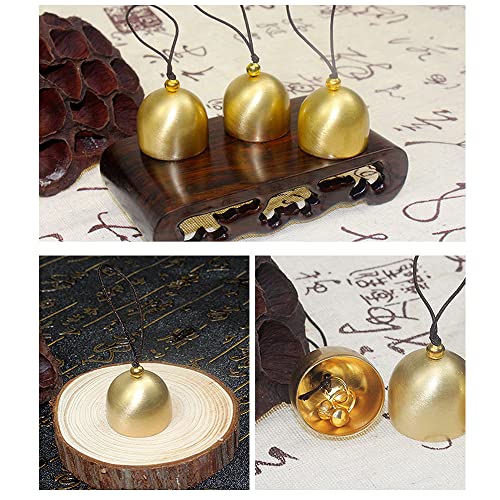 3 Pack Mini Brass Bell 1 inch Jingle Bells for DIY Wind Chime Door Dream Catcher Camping Tent Windchimes Christmas Tree Fengshui Lucky Art Garden Decoration Dog Cat Necklace Hanging Pendant