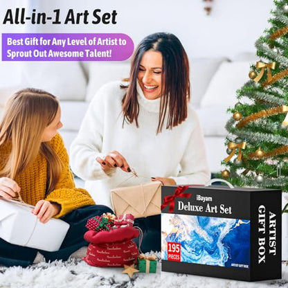 iBayam Art Supplies,195 Pack Deluxe Art Set Drawing Painting Supplies Kits | Acrylic Pad, Watercolor Pad, Sketch Book, Canvases, Acrylic Paint, Crayons, Pencils, Gifts for Kids Teen Girls Artist Adults - color: Purple
